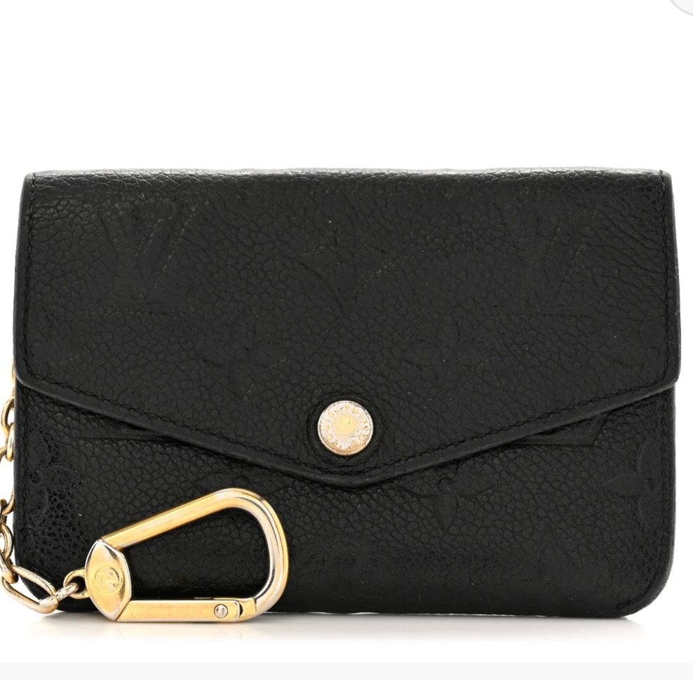 Louis Vuitton Zipper Pouch Key Holder Black Empreinte With Gold Hardware